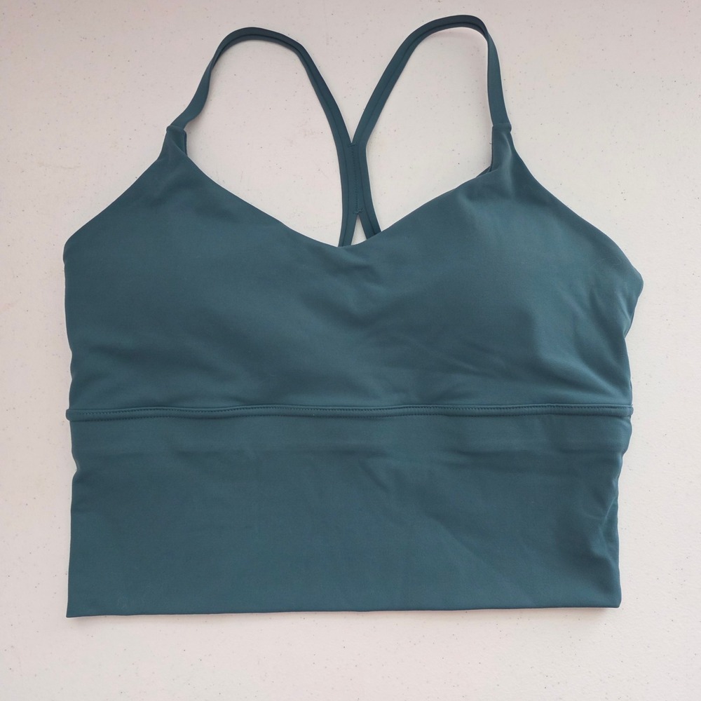 Longline Sports Bra Women XL Teal Excellent Strappy Back Yoga Top Unbranded